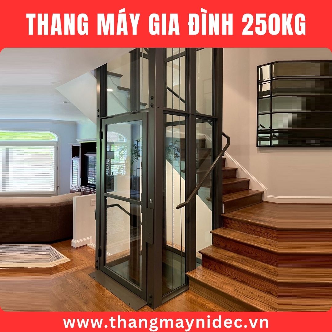 Thang máy 250kg lắp giữa lòng cầu thang bộ